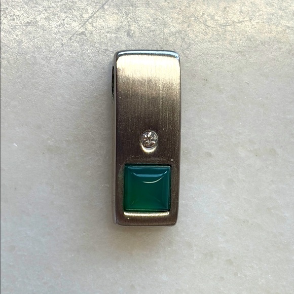 Jewelry - Sterling Silver Pendant with Green Lucite, crystal, etc